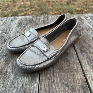Coach Fredrica Womens Metallic Leather Loafers Size 7.5 Flats U10660 Pebbled EUC